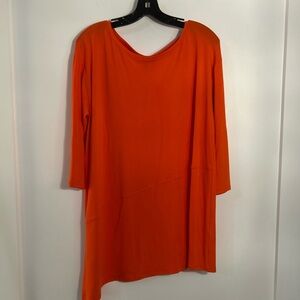 Eileen Fisher Viscose Jersey Ballet Neck Asymmetrical Tunic NWT Large
